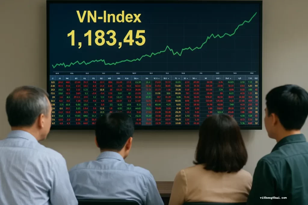 Các nhà đầu tư đang theo dõi chỉ số vnindex