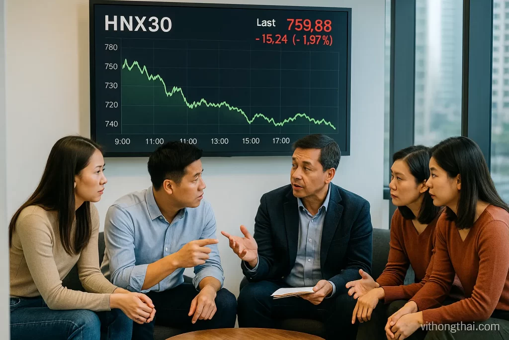 Các nhà đầu tư đang trao đổi về chỉ số hnx30 hôm nay